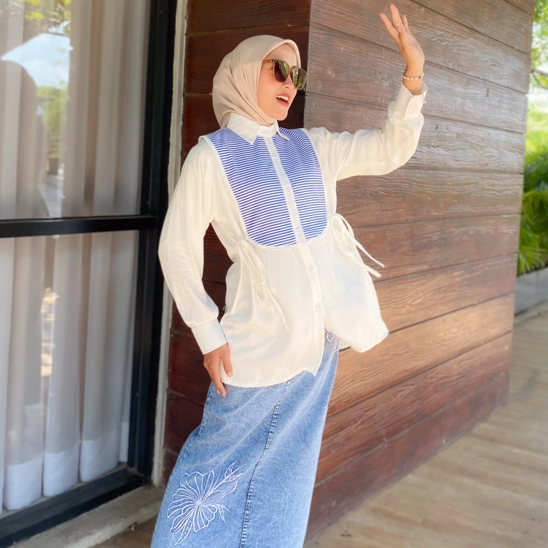 Product image Sseolshop - FREYA atasan wanita / baju lebaran wanita 2025 / kemeja wanita L Bw