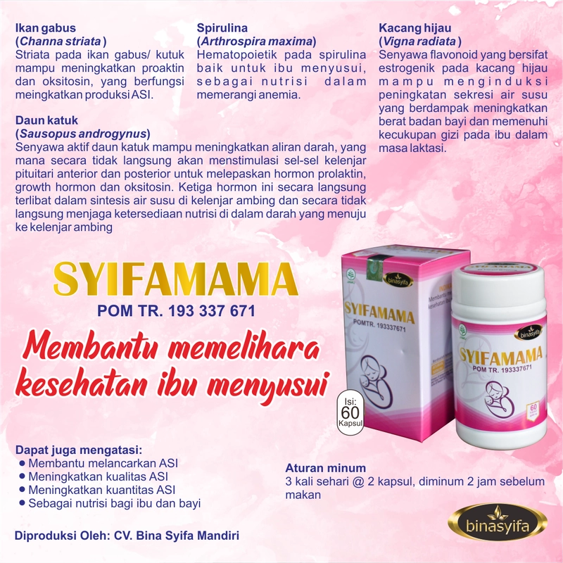 Product image BinasyifaSYIFAMAMA Herbal Pelancar ASI Vitamin Ibu Menyusui ASI Booster Alami & Mengentalkan ASI 60 kapsul Herbal