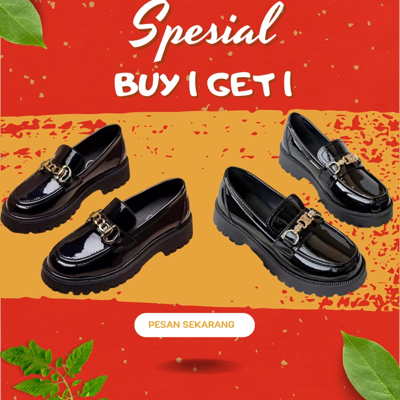 Product image Koekita - Paket Kombinasi Buy 1 Get 1 Sepatu Flat Oxford Wanita DR-001 & DR-002 37 HITAM & HITAM