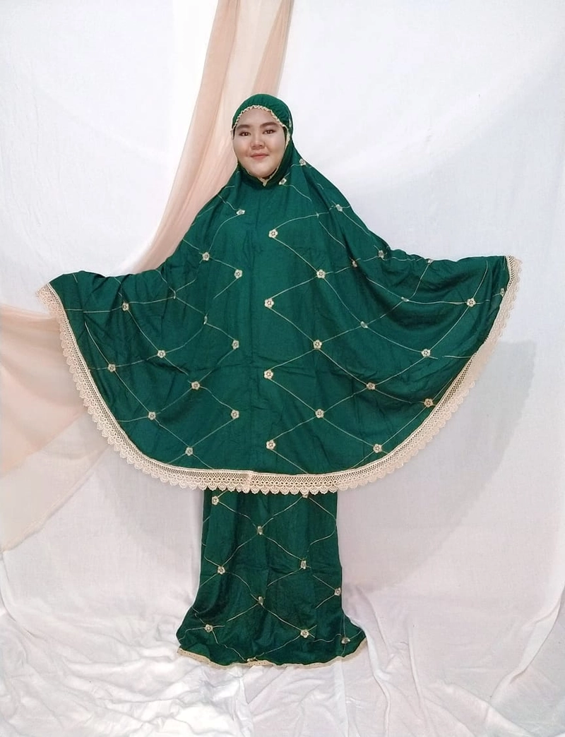 Product image Mukena Rose Katun Rayon All Size Hijau botol