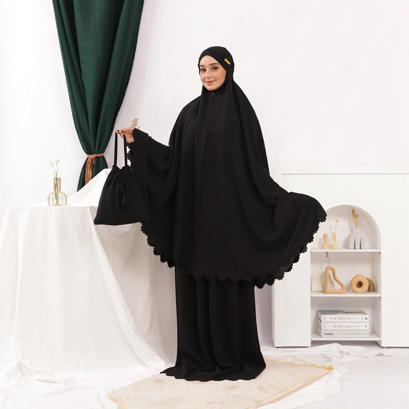 Product image Sakura Baru - Mukena Anggita 3in1 Lasercut All Size Hitam