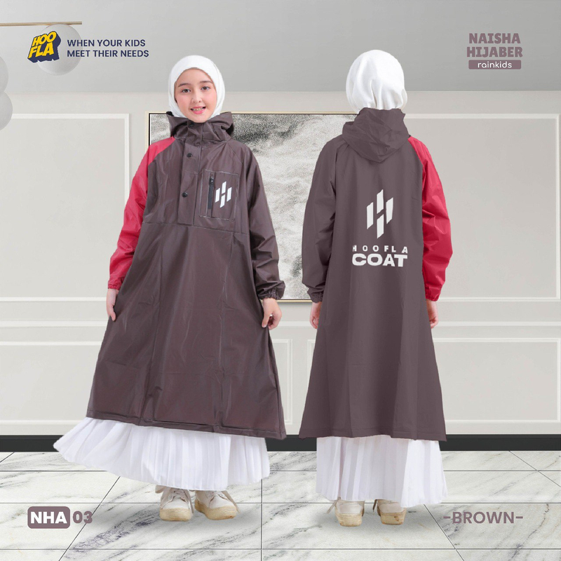 Jas Hujan Anak Ponco Naisha Hijaber Rainkids (NHA 03) Brown