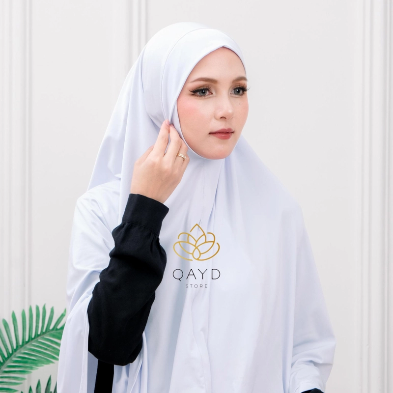 Product image qaydstoreid - BERGO HAJI & UMROH PENUTUP DAGU BAHAN JERSEY PREMIUM Jumbo Putih