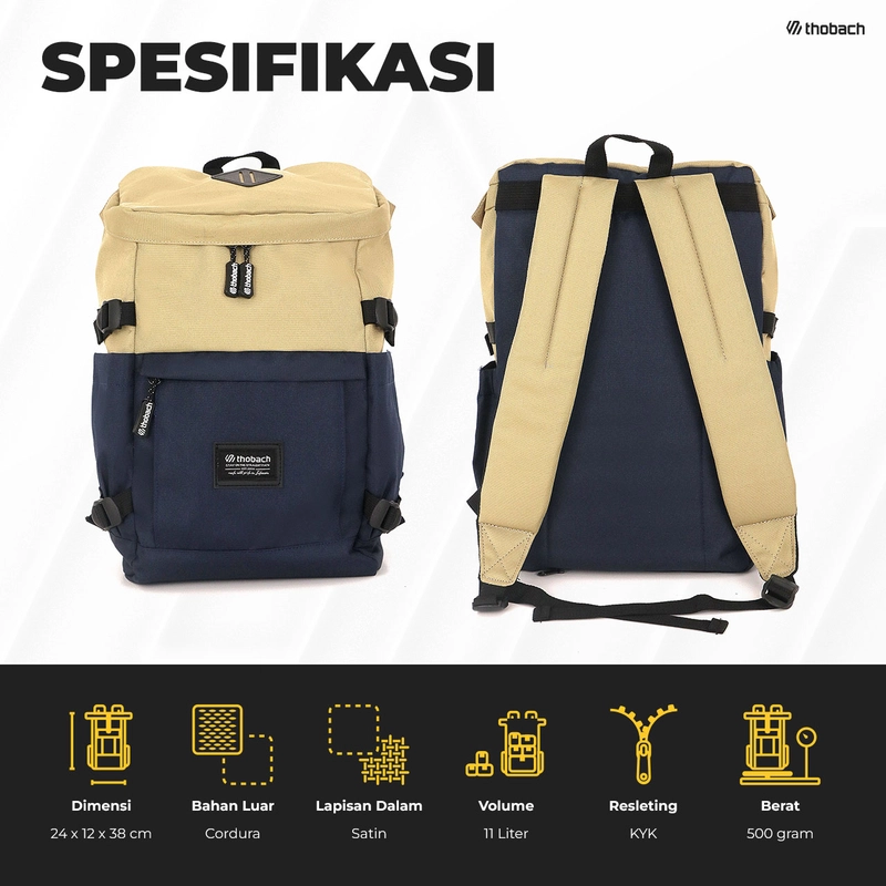 Product image Thobach official - THOBACH-BACKPACK TAS RANSEL PRIA WANITA ROCKY TAS SEKOLAH TAS KULIAH PREMIUM All Size Khaki Navy