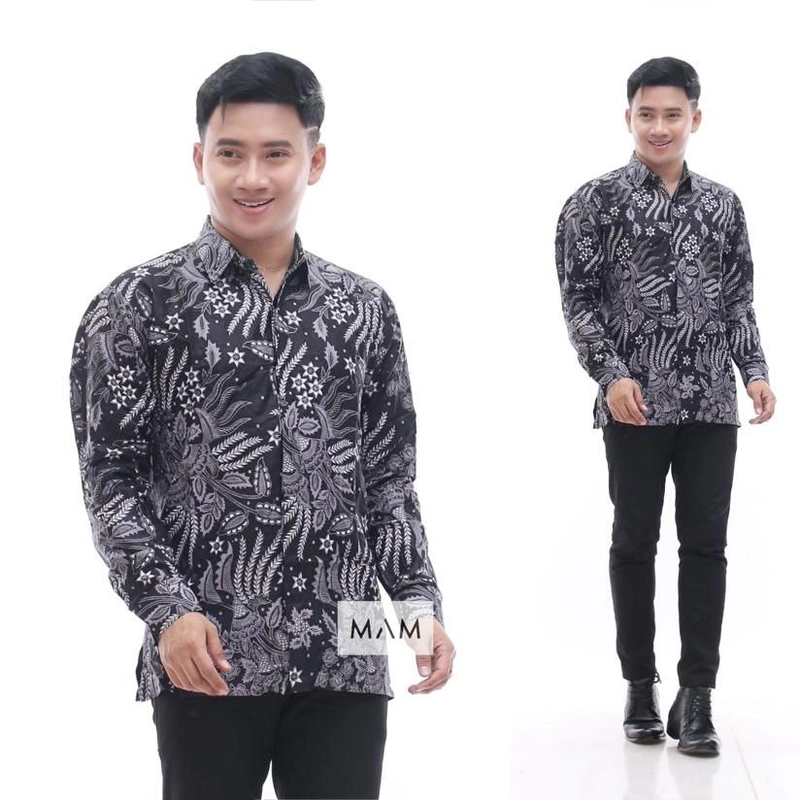 Product image Batik Alfin - Batik kemeja pria lengan panjang batik Alfin keren banget M Abukombinasi