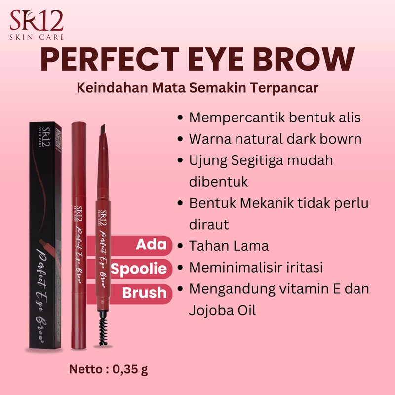 Product image SR12 Eyebrow Warna Dark Brown Dilengkapi Spoolie Brush Hasil Natural Tahan Lama 0,35g Perfect Eye Brow