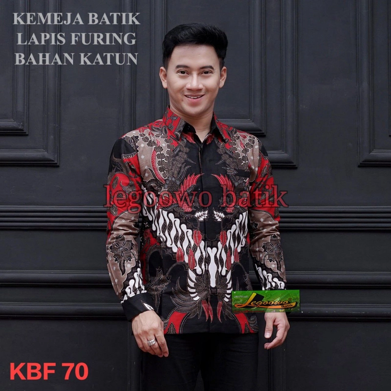 Product image legowo batik - Kemeja batik lapis furing KBF 70 M Hitam kombinasi