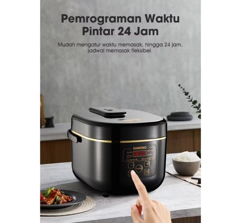 Product image Rizki Electronics - SAMONO Smart Rice Cooker Low Carbo Karbo Rendah Gula 7 Fungsi 1,8 Liter Hitam
