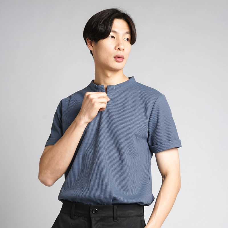 Product image NAWLA - Kaos Waffle V Neck Lengan Pendek S Denim