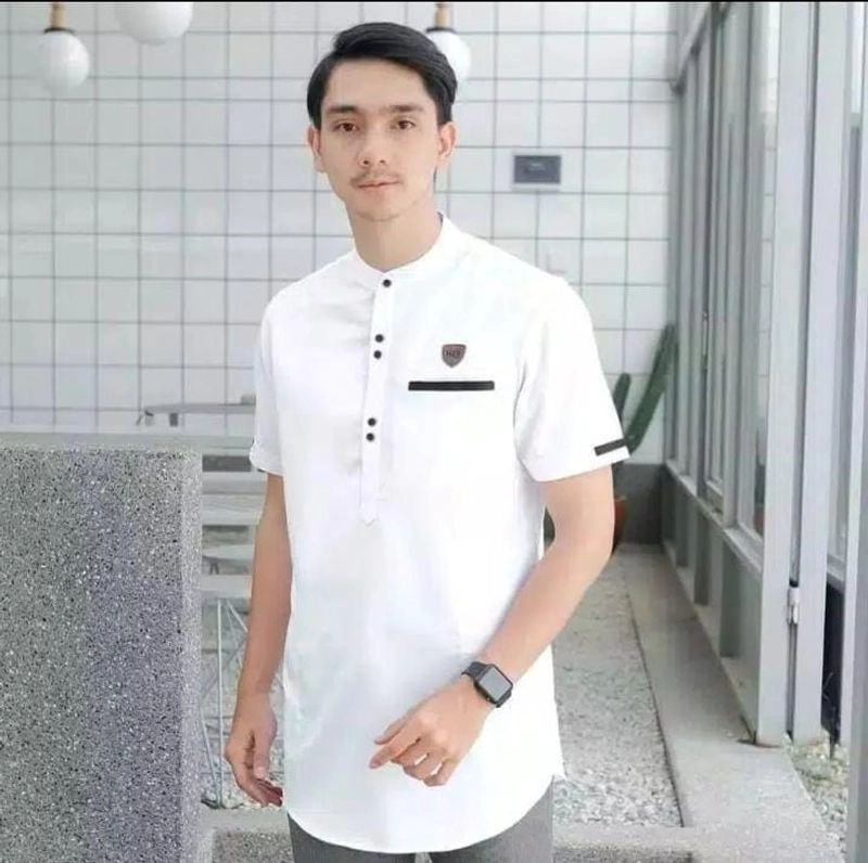 Product image Bursanekashop - Koko Kurta Lengan Pendek Matt Katun Adem nyaman dipakai M PUTIH