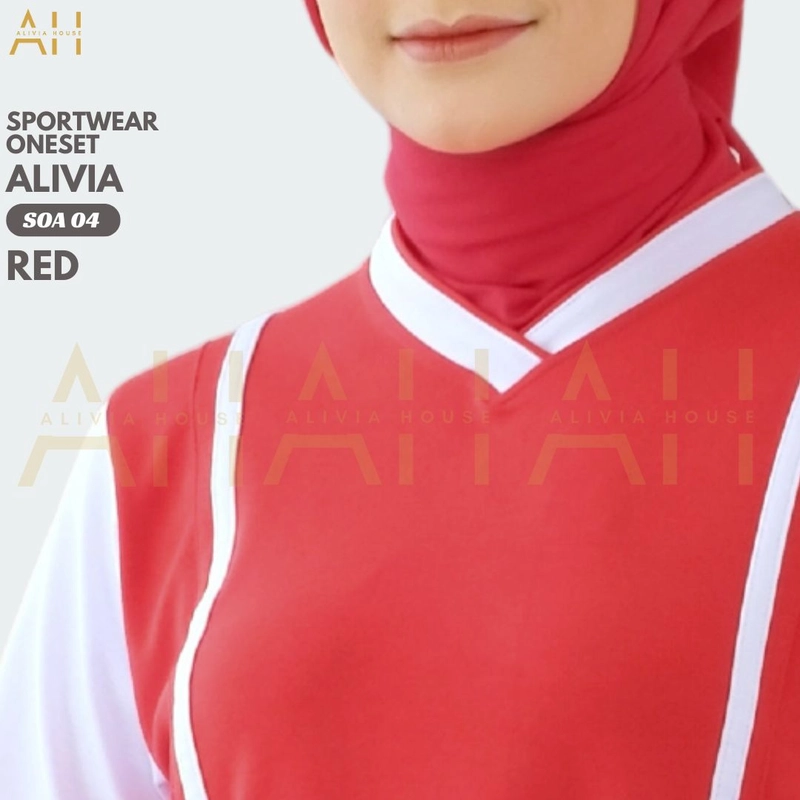 Product image Alivia House - Sportwear Oneset Alivia SOA04 - Setelan Olahraga Wanita - Baju Olahraga Kaos Muslimah M Red