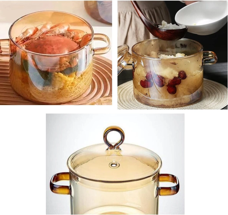 Product image RUMAH RAYA - (PO) Panci Kaca Glass Cooking Pot Tahan Panas 15 cm - YWJ-1265 - Brown 15 cm Brown