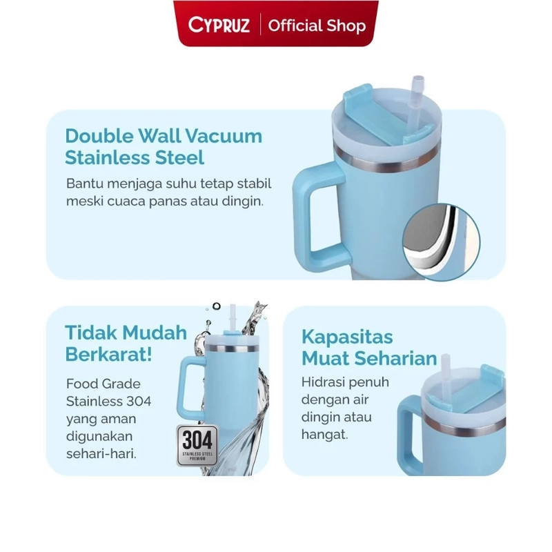 Product image Cypruz Botol Minum Stainless Tahan Panas Dan Dingin 1200ml - Flow Pop Go Bottle Series BS-0316 L BIRU