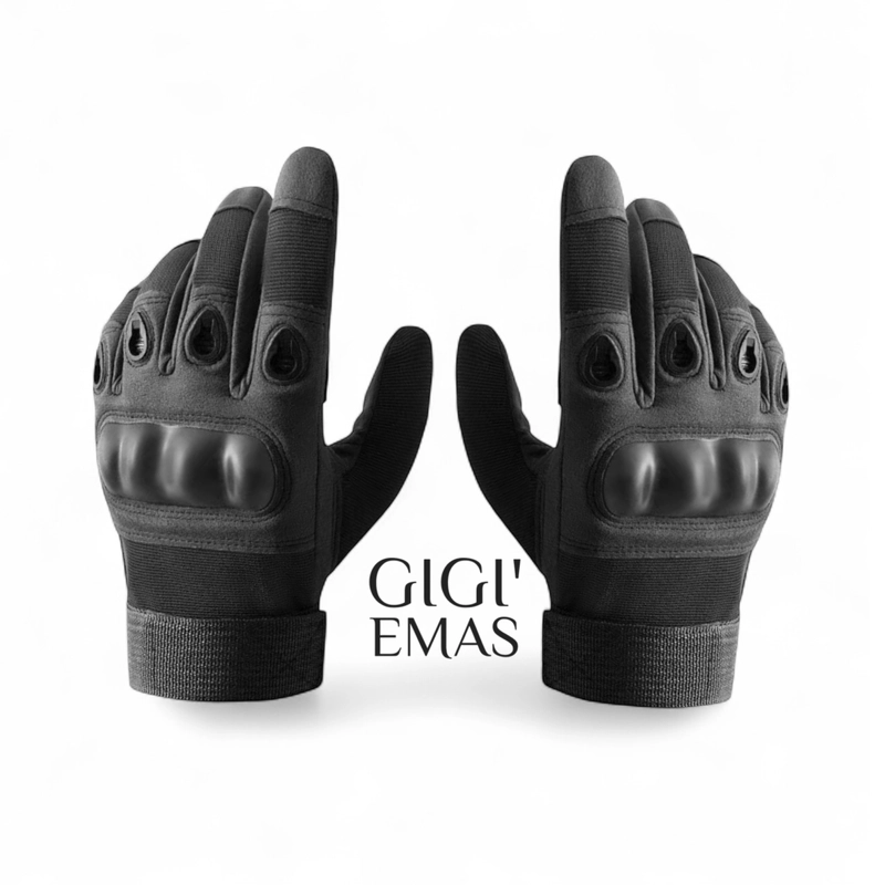 Product image GAWUNG - Sarung Tangan Motor Hitam Classic Full Finger Gloves Biker Touring Sunmori SATHAFI dewasa hitam