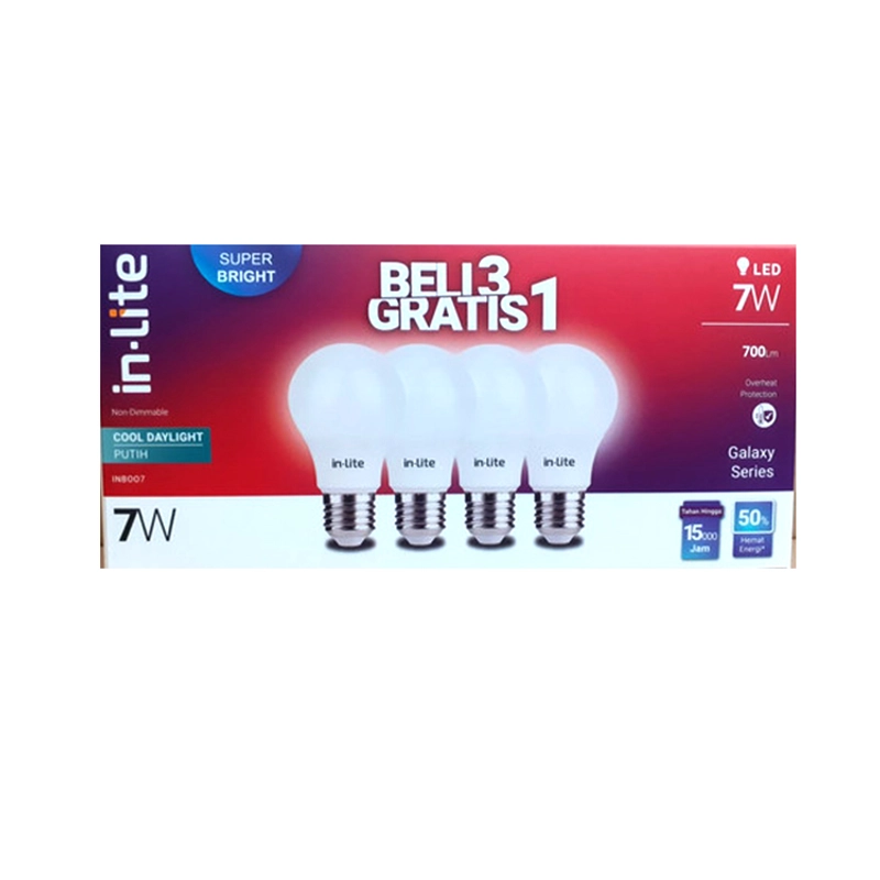 Product image Lampu Led Inlite 7 Watt Beli 3 Bonus 1 - Putih Watt 7 Watt Paket