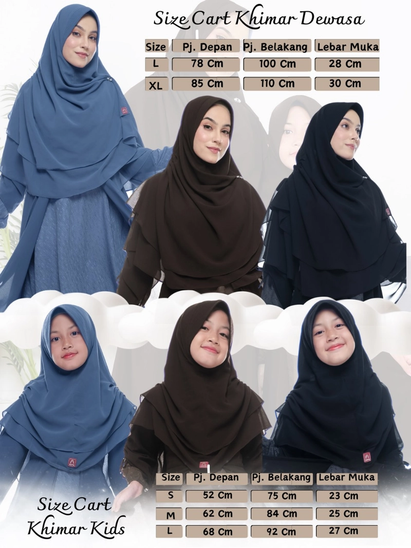 Product image Arra - [PO] Baju Sarimbit Marwah Blue Sapphire S Khimar Anak