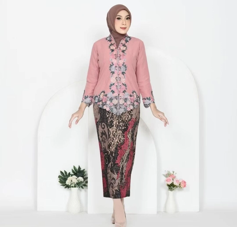 Product image Rizki Electronics - Kebaya Encim Bordir Warna Motif Bunga Lengan panjang dusty