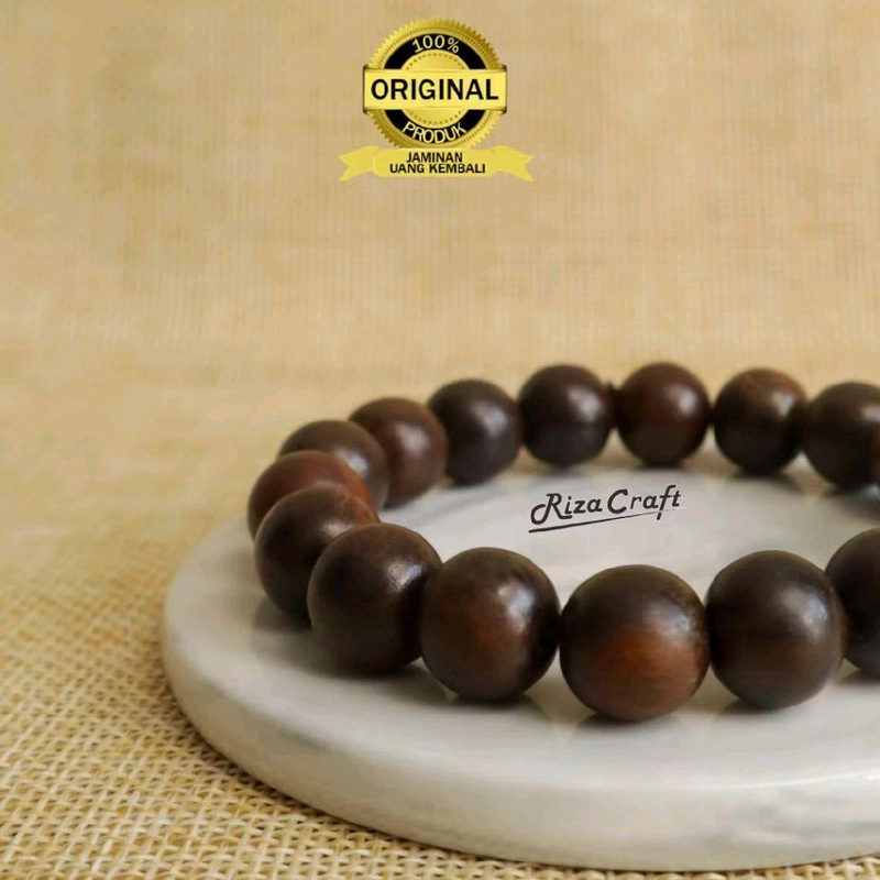 Product image Riza Craft - Gelang Gaharu Kalimantan ASLI Wangi Original Pria Wanita Kualitas Super 12mm Standard Coklat tua