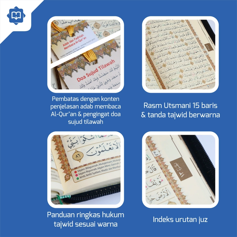 Product image Halim Quran - AL MUMTAZ TAJWID A6 REST TAMBAH CUSTOM NAMA TANPA PO A6 ABU-ABU