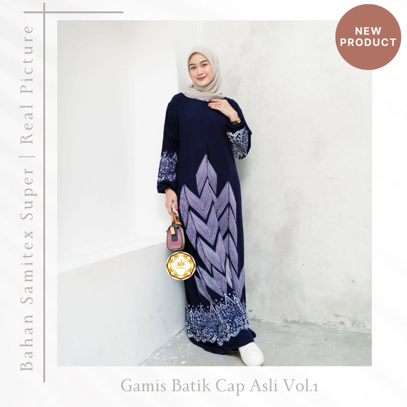 Product image Rambe Batik Indonesia - Batik Gamis Cap Asli Vol 1 Bahan Samitex Super ALLSIZE A