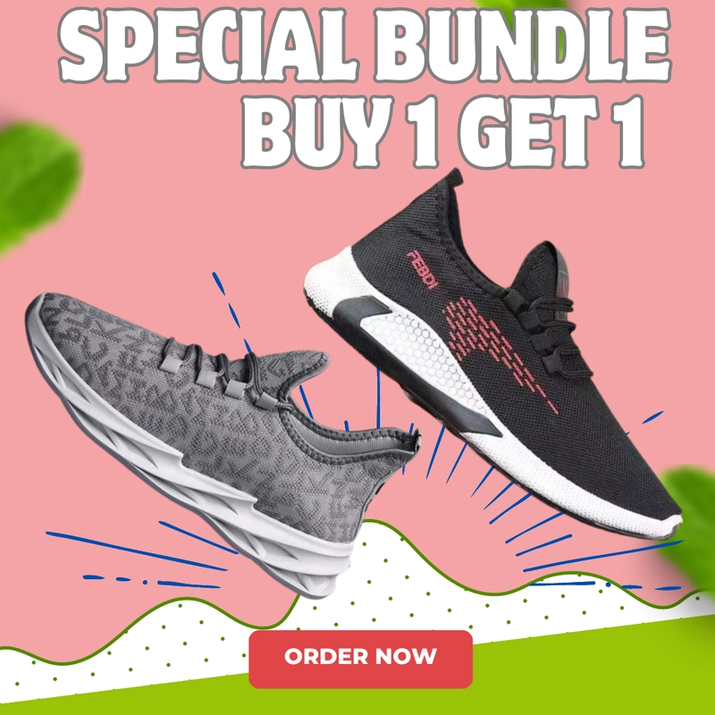 Product image LUXIA - PROMO Bundling Buy 1 Get 1 Sepatu Kets Sneaker Runing Pria LVS-03 & LVS-04 43 HITAM MERAH & GREY