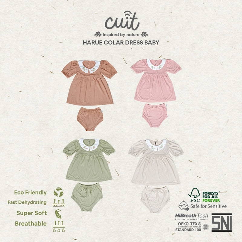 Product image CUIT Baby 3 Bulan - 2 Tahun Setelan Harue Dress Anak Perempuan M Dusty Pink