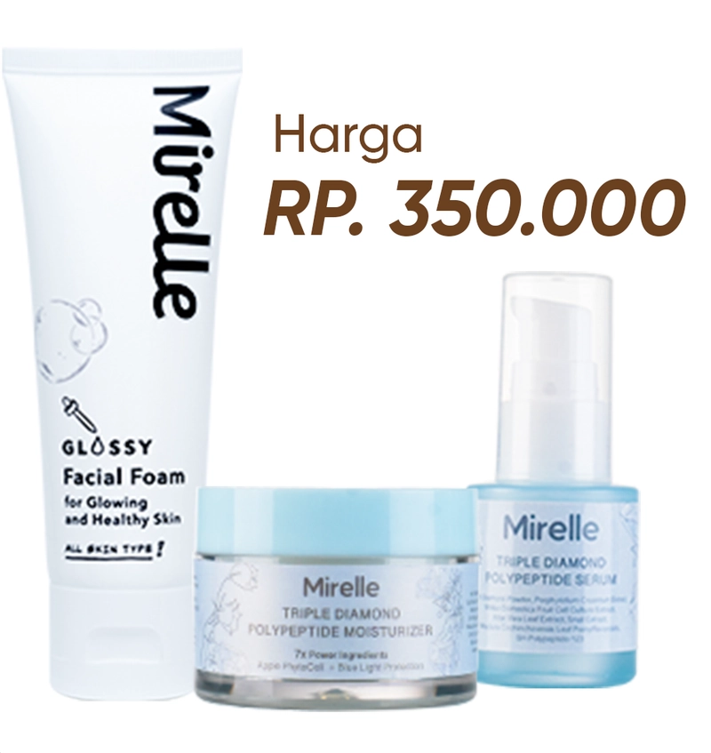Product image Mirelle - Triple Diamond 1 Set Full Size + Facial Foam Glowing dalam 1 kali pemakaian Full Size Moisturizer Serum