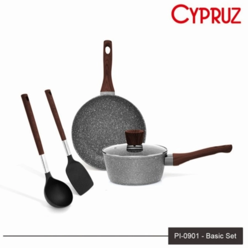Product image UTAMAMEGA - Cypruz Wajan Panci Penggorengan Marble Cookware Set 5 pcs Warna Marble