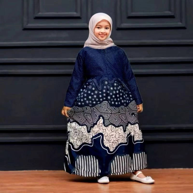 Product image Kois Batik - Gamis batik anak perempuan modern terbaru banyak pilihan warna XXL G 3