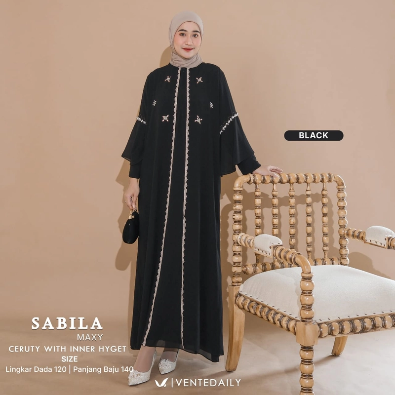 Product image Griya Busanaku Solo - Sabila maxy dress muslimah All size Black