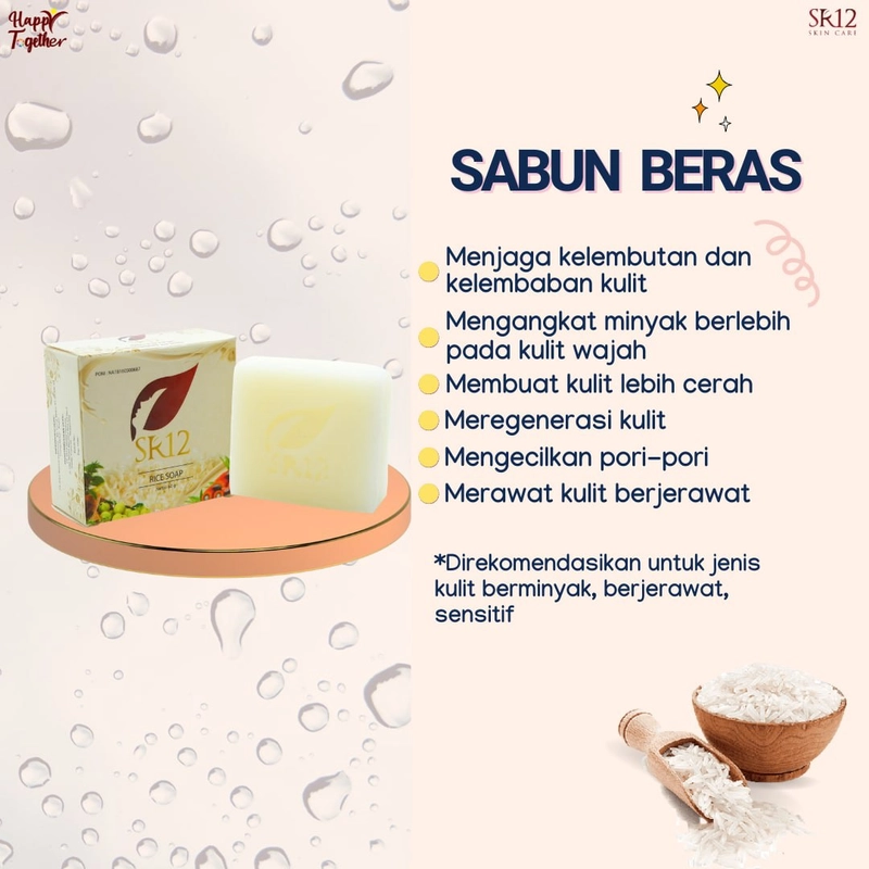 Product image SR12 Rice Soap Mengontrol Minyak Berlebih Di Wajah Dan Mengatasi Jerawat Dengan Kandungan Beras 60 gr Rice Soap