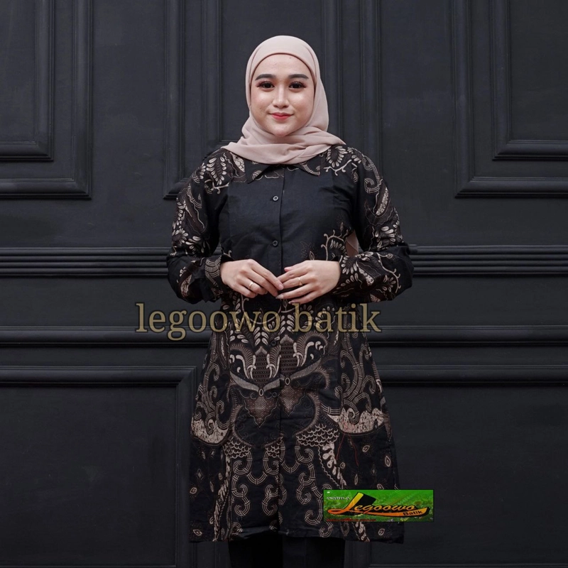 Product image legowo batik - Baju tunik batik - Atasan batik muslimah M Hitam kombinasi