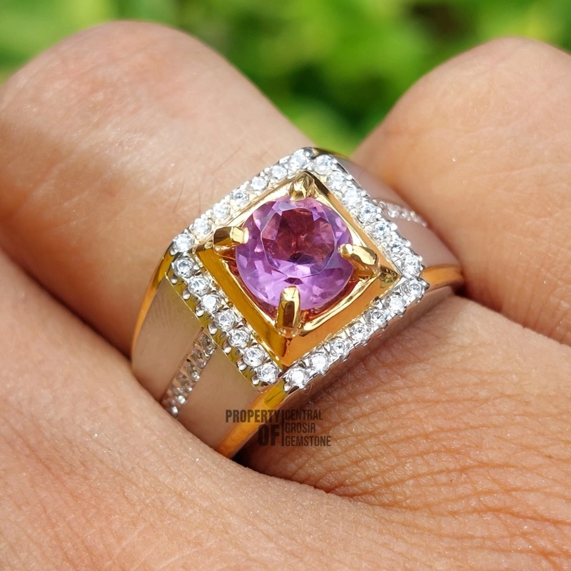Product image CENTRAL GROSIR GEMSTONE - Cincin Batu Amethyst Asli Natural Kecubung Ungu Ring Perak Silver 7 Ungu