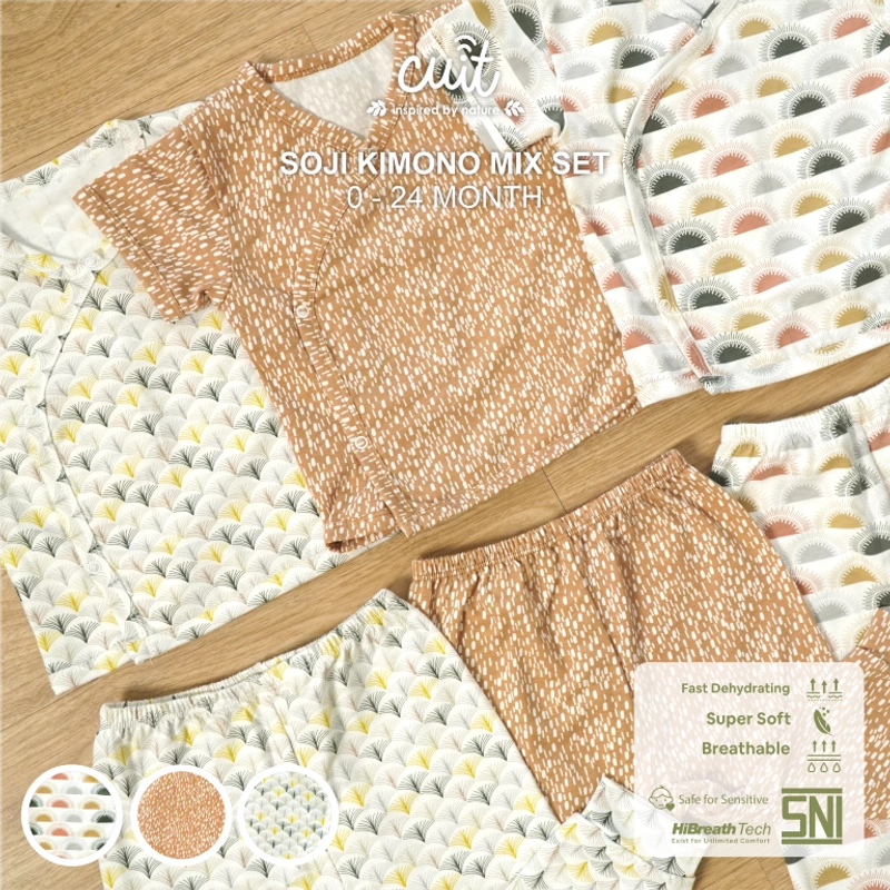 Product image Kintakun Baby - Kintakun Baby X Cuit Kimono Set Bayi Snap Button Mix Tangan Pendek Celana Panjang Anak Soji 0-2 Tahu M (6-12 Bulan) Rainy