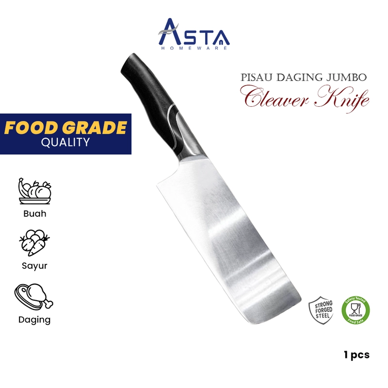 Product image Asta Pisau Daging Super Tajam Besar Stainless Cleaver Knife 30 cm Jenis ASKK-03