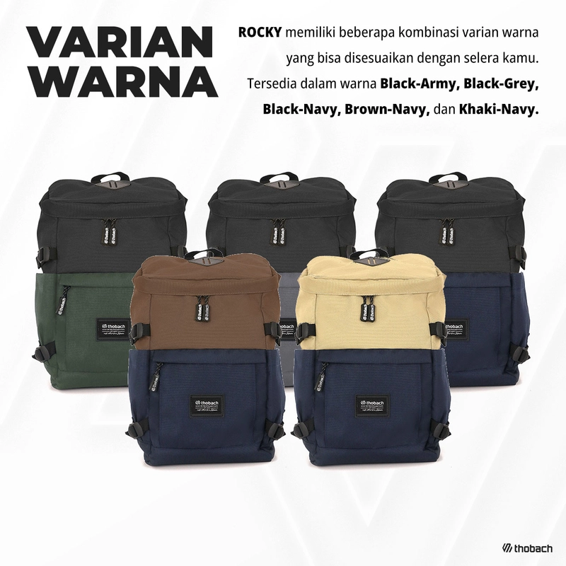 Product image Thobach official - THOBACH-BACKPACK TAS RANSEL PRIA WANITA ROCKY TAS SEKOLAH TAS KULIAH PREMIUM All Size Khaki Navy