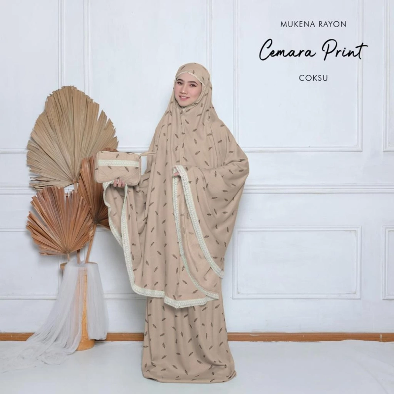Product image qayd - Mukena Cemara Dewasa Renda Print Bahan Rayon Janger 1 Dewasa Coksu