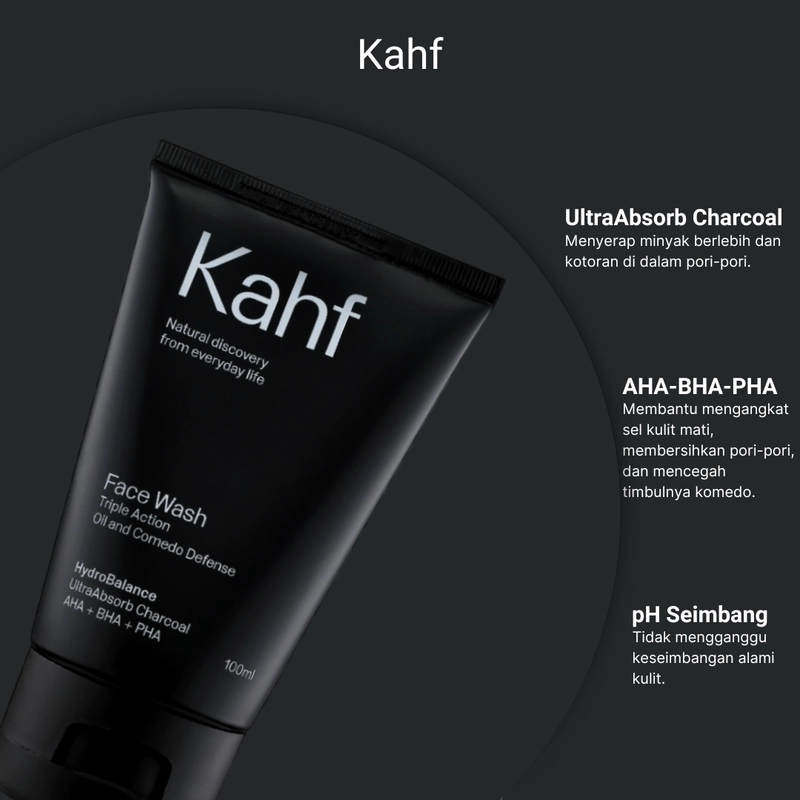 Product image SUPLAI SHOP - Sabun Wajah Komedo Kahf Face Wash Triple Acton Oil & Comedo Defense Isi 100 ml