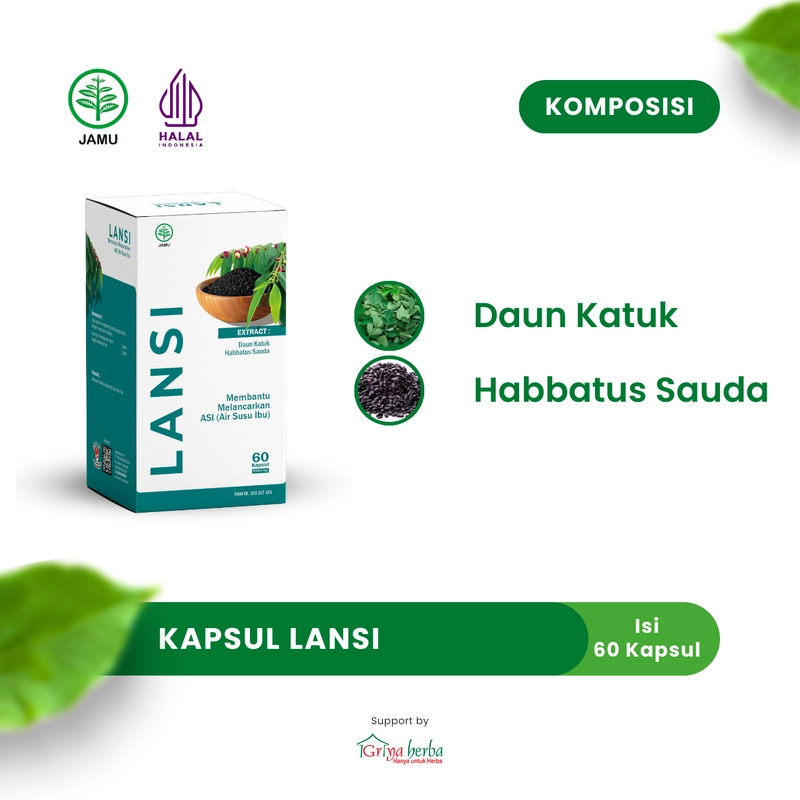 Product image Griya Herba - Lansi Obat Herbal Membantu Melancarkan ASI Booster Halal BPOM 60 Kapsul Original