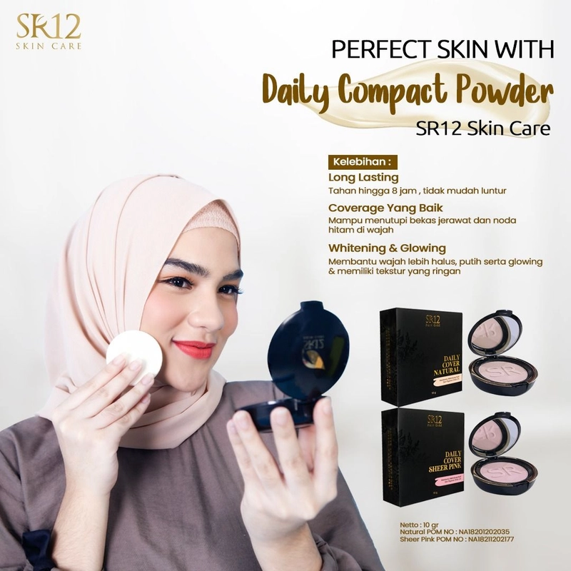 Product image Bedak Daily Cover SR12 Bedak Ringan Plus Foundation dan SPF Cocok untuk Kulit Berjerawat Bedak Padat Natural 10 gr