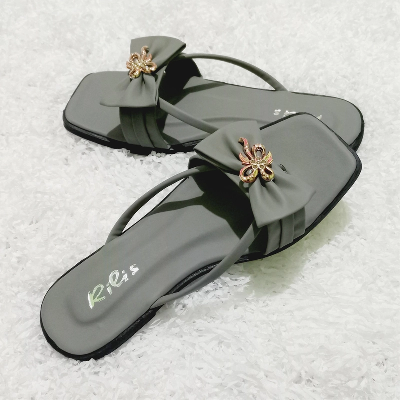 Product image Sandal Flat Wanita Ribbon Strap (Rilis 05) 39 Abu-abu