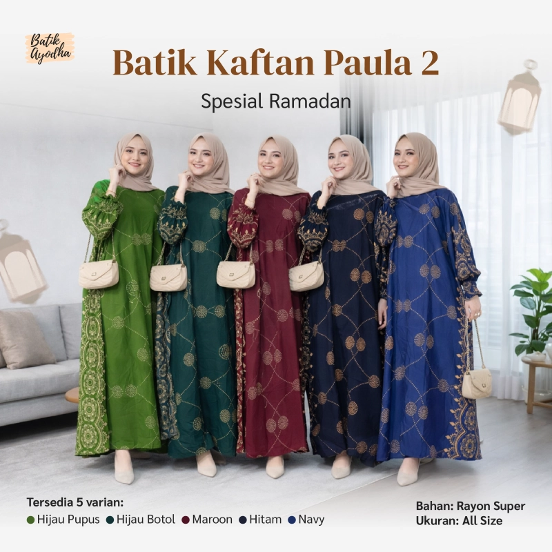 Product image BATIK KAFTAN PAULA 2 Allsize Hijau Pupus