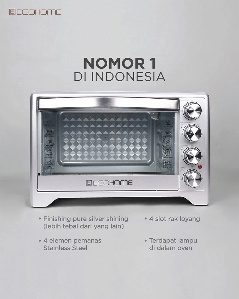 Product image Oven Ecohome Dengan Kapasitas 38Liter Diamond Shape Captivity Type EOP-888