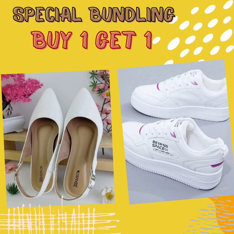 Product image Koekita - Paket Bundling Buy 1 Get 1 Sandal Wanita Damara & Sepatu Wanita Beyound Space 41 Putih & Putih