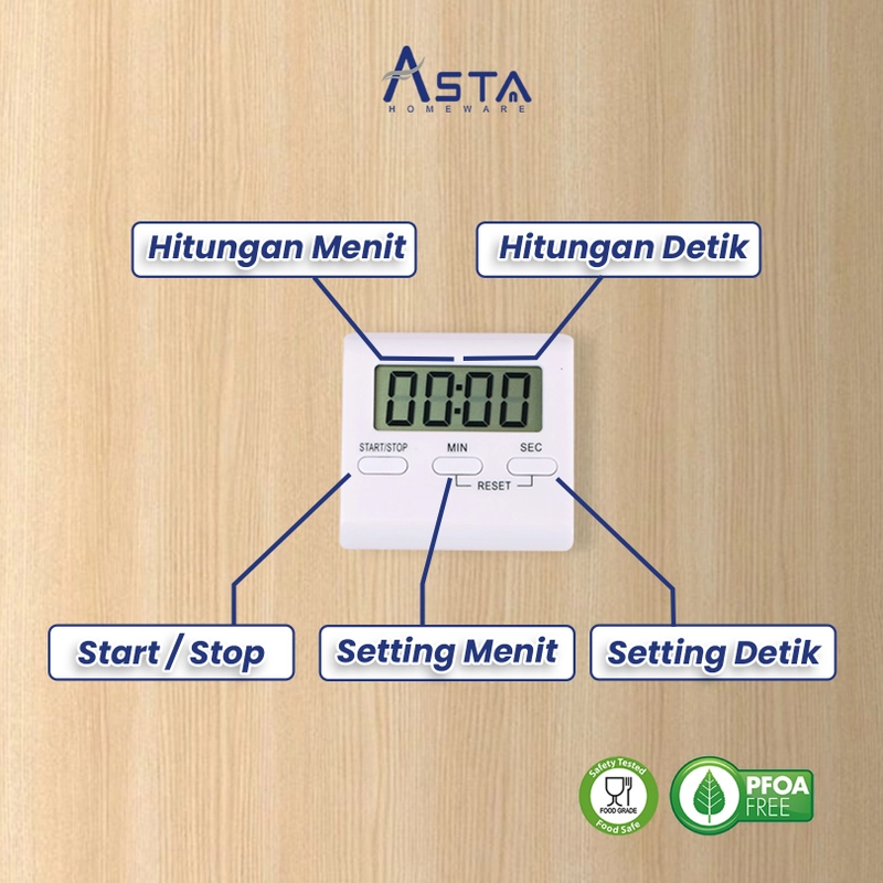 Product image Asta Homeware Official - Asta Timer Masak Digital Kitchen Timer Alarm Masak Dapur Stopwatch Warna Putih