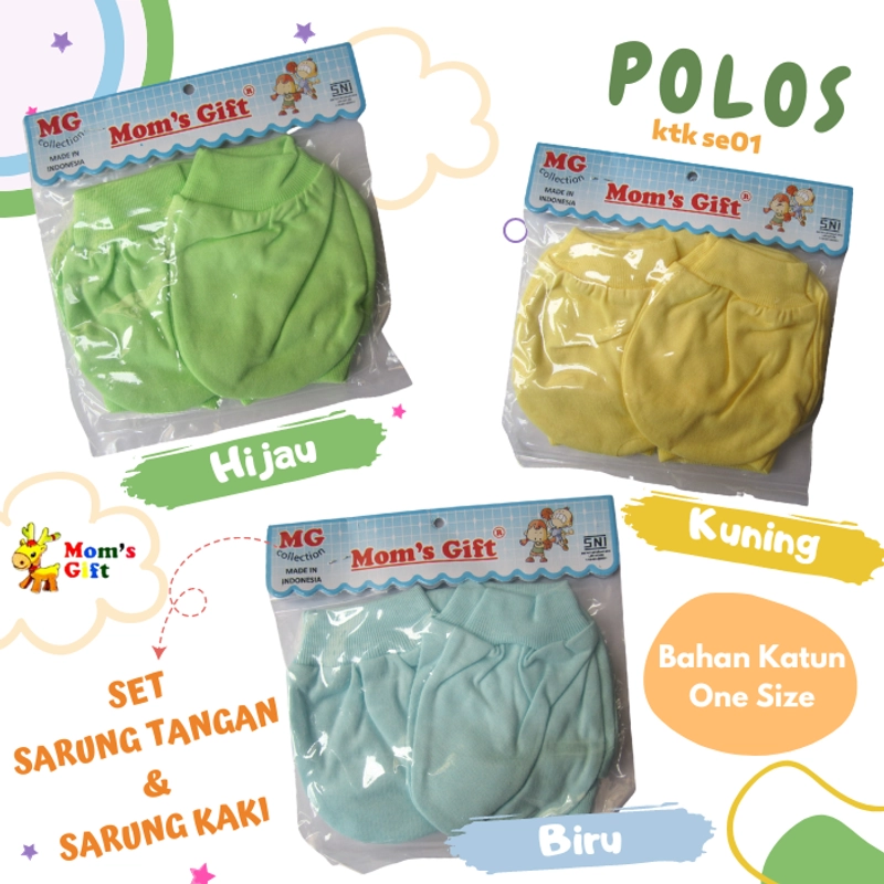 Product image Moms Gift 1 Set Sarung Tangan Bayi + Sarung Kaki Baby Baru Lahir 0 - 2 Bulan Bahan Katun Motif - Hijau all variant