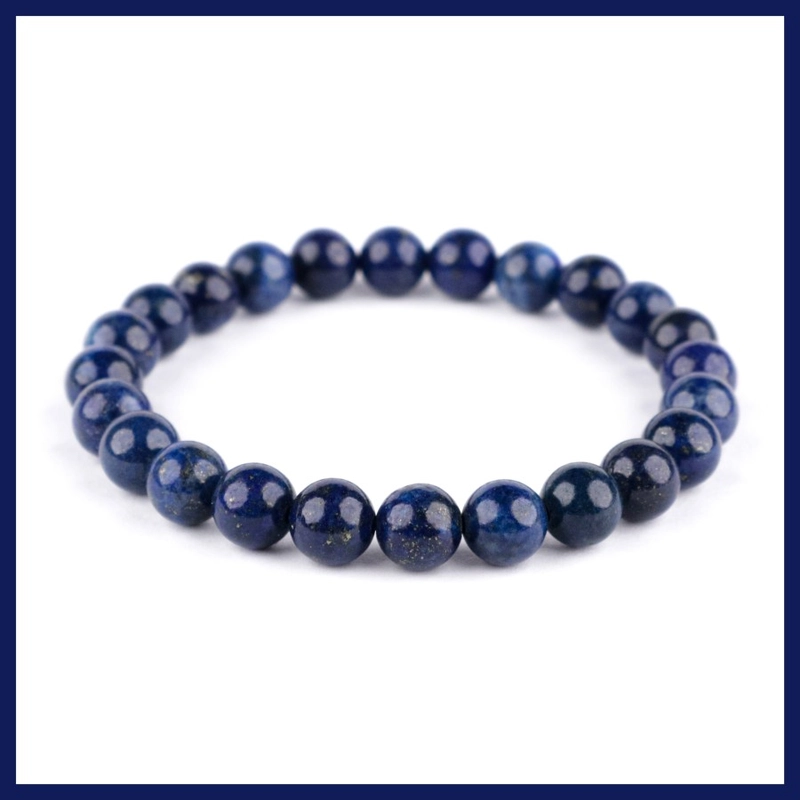 Product image CENTRAL GROSIR GEMSTONE - Gelang Batu Natural Lapis Lazuli Serat Emas 8mm 16 Biru serat emas