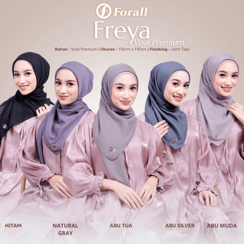 Product image Forall - Jilbab Segi Empat Polos Forall - Freya Voal Premium Logo Plat Gold Allsize Abu Tua