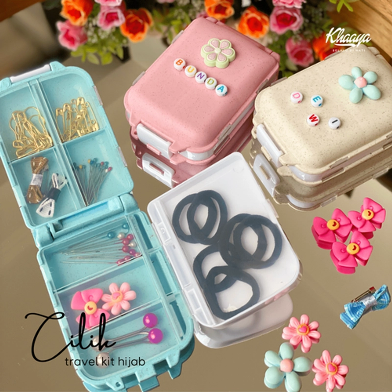 Product image Hijab Travel Kit Aksesoris bros big version box jarum warna Random dan custom nama nama BIG VERSION FULL ISI RANDOM