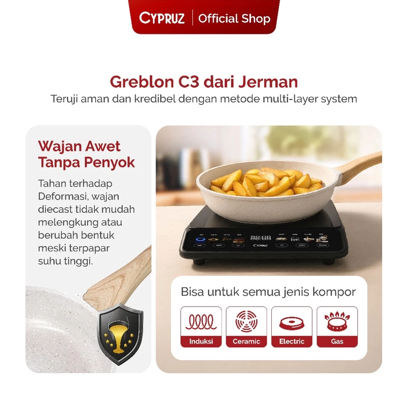 Product image Cypruz Official - Cypruz White Granite Die Cast Fry Pan 24cm FP-0953 XL PUTIH